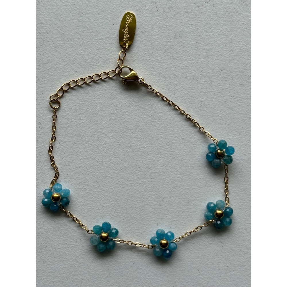 Wrangler‎ Gold Plated Stainless Steel Turquoise Flower Bracelet WGW-1103TQ NEW